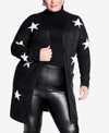 AVENUE PLUS SIZE STARRY RELAXED FIT CARDIGAN SWEATER