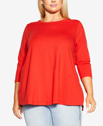 Avenue Plus Size Crew Neck Top In Red