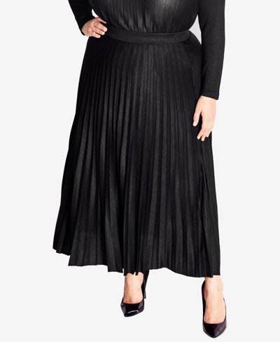 Avenue Plus Size Knit Pleat Skirt In Black