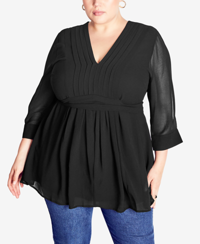 Avenue Plus Size After Dark Tunic Top In Black