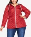 AVENUE PLUS SIZE MULTI STITCH QUILTED COAT