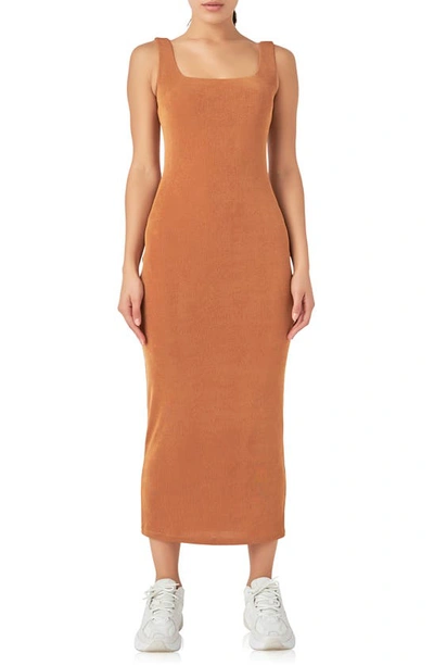 Grey Lab Sleeveless Woven Dress In Camel