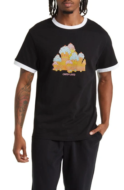 Krost X Hasbro Candyland Castle Cotton Graphic Ringer T-shirt In Black