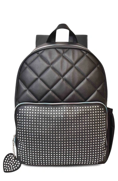 Omg Accessories Kids' Rhinestone Quilted Backpack In Black