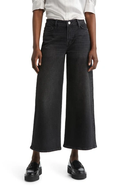 Frame Le Pixie Slim Palazzo Wide Leg Jeans In Black