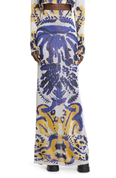 Altuzarra Leros Jacquard Printed Long Skirt In Papyrus Rorschach Jacquard