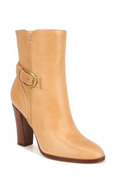 Veronica Beard Viv Leather Buckle Ankle Booties In Natural Beige Lea