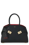 Ferragamo Women Hug Small Leahter Tote Bag In Black