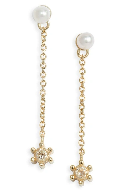 Kendra Scott Leighton Cultured Pearl Linear Drop Earrings In Gold/white