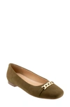 Trotters Harmony Flat In Olive Suede