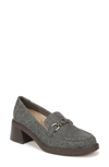 Dr. Scholl's Rate Up Block Heel Bit Loafer In Grey Fabric