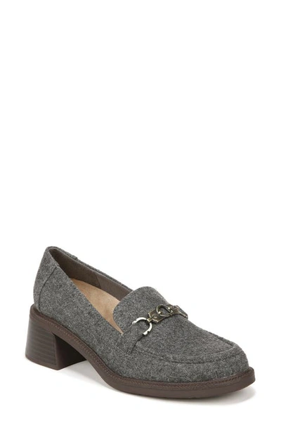 Dr. Scholl's Rate Up Block Heel Bit Loafer In Grey Fabric