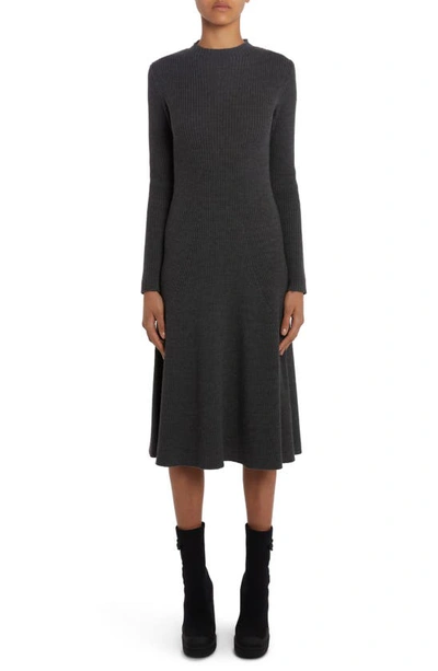 Moncler Long Sleeve Knit Dress In Grey