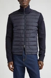 MONCLER QUILTED NYLON & KNIT CARDIGAN
