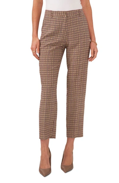 Vince Camuto Houndstooth Check Ankle Straight Leg Pants In Birch Multi