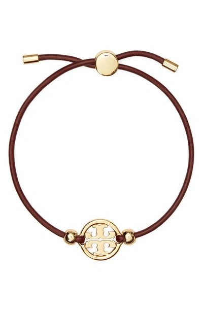 Tory Burch Miller Logo Slider Bracelet In Tory Gold/sun-dried Tomato