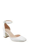 Bandolino Women's Lets Add Square Toe Block Heel Ankle Strap Pumps In Cream Patent