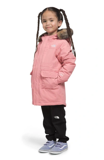 The North Face Kids' Arctic Waterproof 550-fill Power Down Parka With Faux Fur Trim In Shady Rose