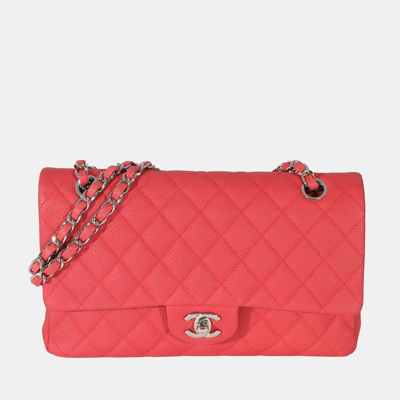 Pre-owned Chanel Red Caviar Medium Classic Double Flap Bag