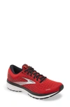 Brooks Ghost 13 Running Shoe In Red/ Black/ White