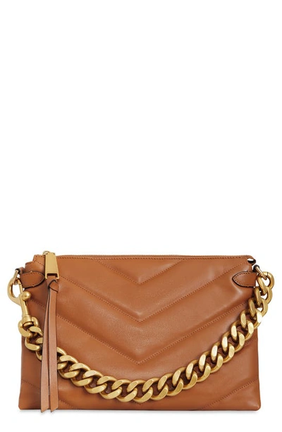 Rebecca Minkoff Edie Maxi Leather Crossbody Bag In Caramello