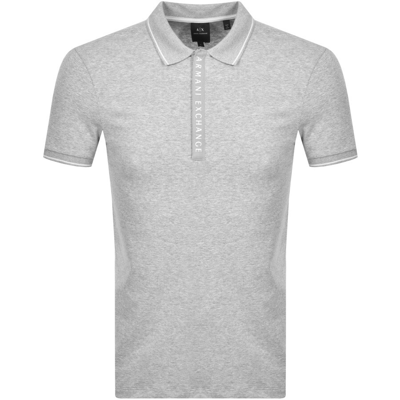 Armani Exchange Logo Placket Polo T Shirt Grey