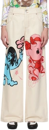 Chopova Lowena Off-white Bear Jeans In Multi