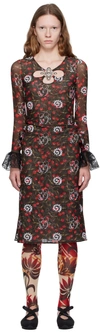 Chopova Lowena Windsucker Translucent Mid-length Dress In Black/red
