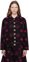 Chopova Lowena Black Mouse Denim Jacket In Black/pink