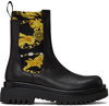Versace Jeans Couture Black Drew Ankle Chelsea Boots In Eg89 Black + Gold