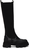 Ganni Black Cleated High Chelsea Boots In Black