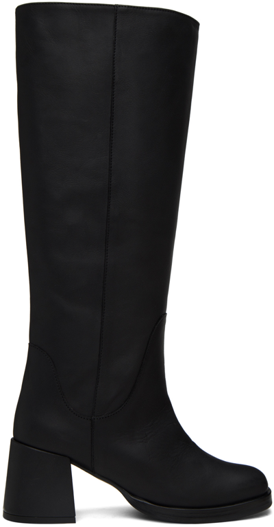 Eckhaus Latta Black Tower Boots In Black Leather
