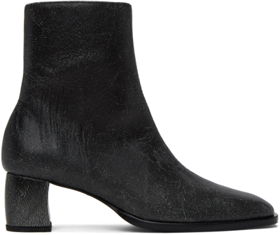 Eckhaus Latta Black Bowed Ankle Boots In White Cracked