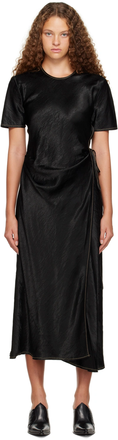 Acne Studios Satin Wrap Dress In Black