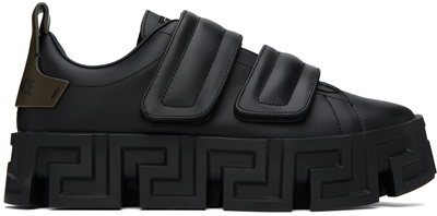 Versace Black Greca Portico Strap Sneakers In 2bg6b-black+winter M