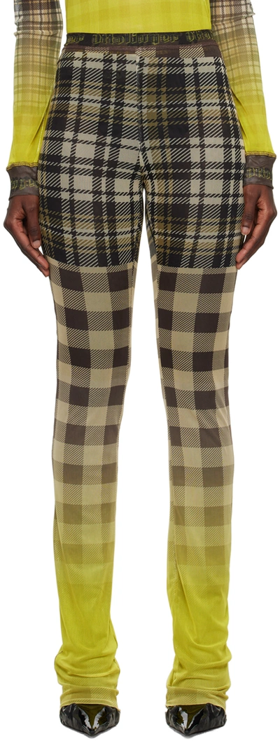 Ottolinger Mesh Plaid Trousers In Yellow Plaid