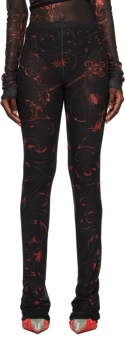 Ottolinger Black Printed Lounge Pants In Skribbl Red