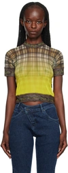 Ottolinger Plaid Check-pattern Mesh Top In Yellow Plaid