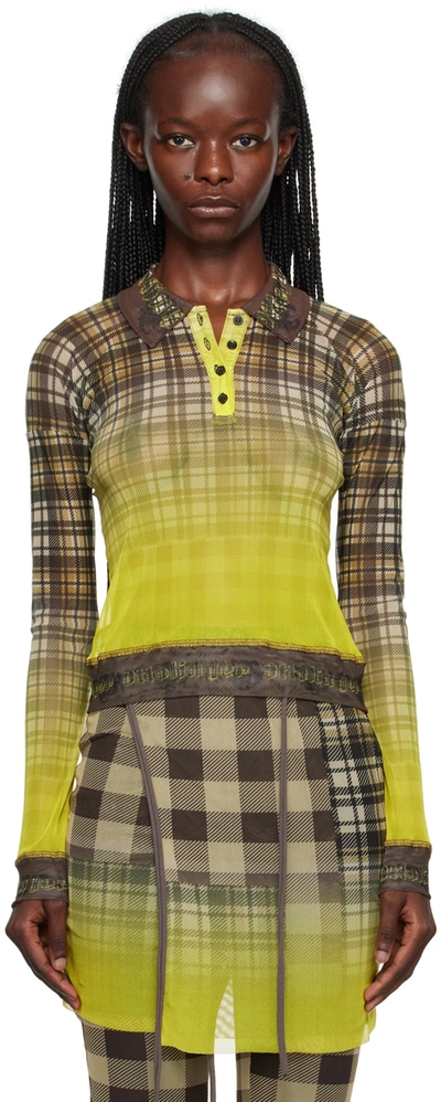 Ottolinger Yellow Check Polo In Yellow Plaid