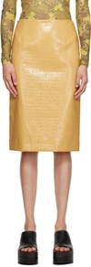 Dries Van Noten Yellow Vented Midiskirt In 208 Honey