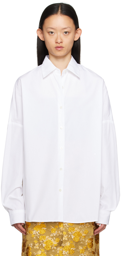 Dries Van Noten White Spread Collar Shirt In 1 White