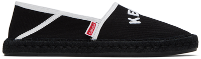 Kenzo Black Embroidered Espadrilles In 99 - Black