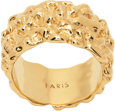 Faris Gold Roca Ring In Gold-plated Bronzed