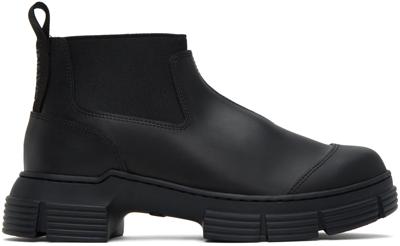 Ganni Black Crop City Boots In 099 Black