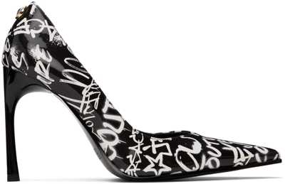 Versace Jeans Couture Black Sadie Heels In El01 Black + White
