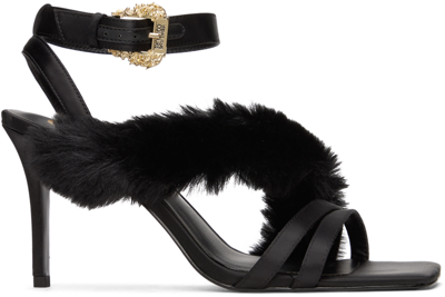 Versace Jeans Couture Black Emily Heeled Sandals In E899 Black