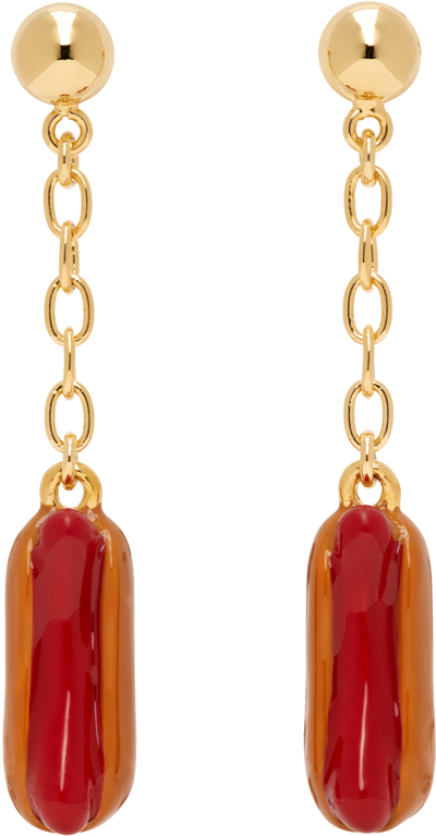 Marni Hot-dog Pendant Earrings In Orange