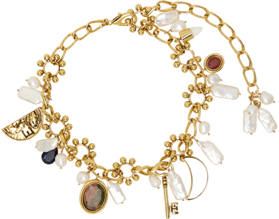 Erdem Pearl-detail Polished Necklace In Gold