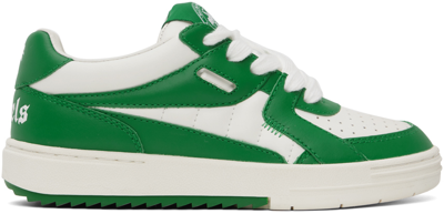 Palm Angels Green & White University Sneakers In White Green