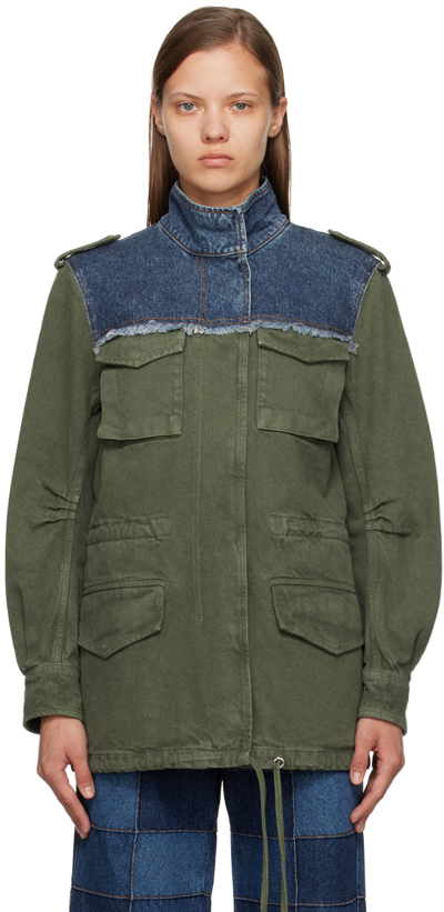 Chloé Utilitarian Safari Cotton Jacket In Green